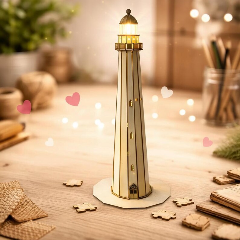Nautical Lighthouse Lamp SVG | 3D Laser Cut File, Coastal Decor Lantern ...