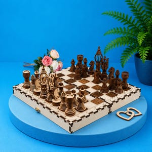 3D Chess Set Laser Cut File | Luxury Strategy Game Board Pieces (Digital Download)