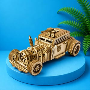 3D Mechanical Car Model Kit: Laser Cut Wood Puzzle Template (Digital Download)