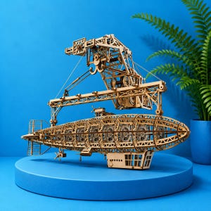 Steampunk Airship 3D Puzzle SVG | Laser Cut Flying Ship Model DXF (Digital Download)