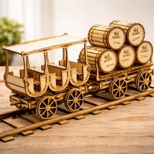 3D Train Wagon Laser Cut SVG file, 3mm wood, railway model DXF