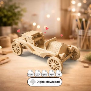 Ford Modell T 3D Holzpuzzle Plan | Vintage Car Laser Cut Datei (Digitaler Download)