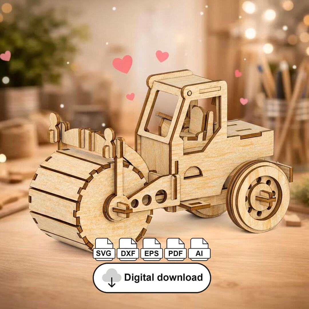 3D Road Roller Puzzle SVG | Laser Cut Compactor Model Plan (digital ...
