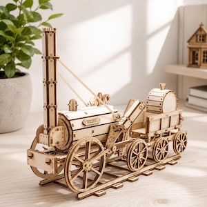 Stephenson's Rocket Laser Cut File, 3D Wood Puzzle, Steam Engine DXF