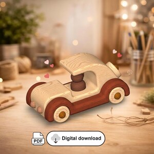 Vintage Old Timer Toy Car Plan | Classic Automobile Woodworking Blueprint (PDF Download)