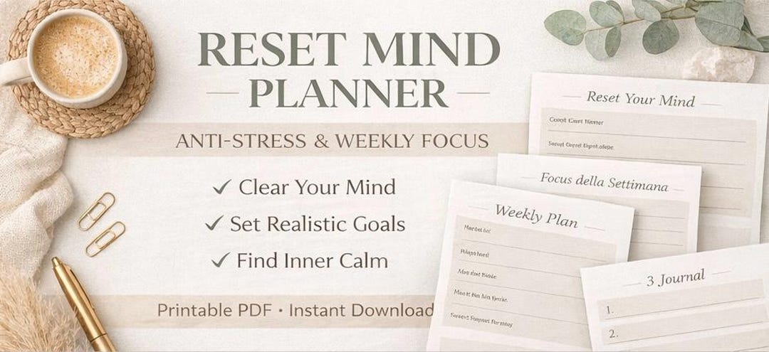 Mental Reset Planner PDF - Anti Anxiety Weekly Planner Printable, Self ...