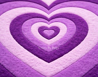 Purple Heart Tufted Rug | Handmade Wool Heart Rug | Aesthetic Bedroom Decor | Cute Love Shape Carpet | Soft Plush Area Rug | Crazy By Rugs