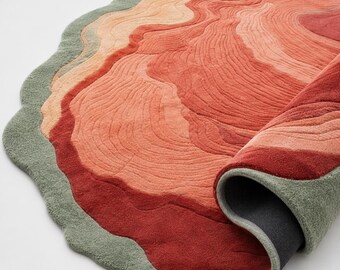 Organic Shape Wool Rug, Abstract Irregular Hand Tufted Rug, Modern Living Room Carpet, Earth Tone Designer Rug, Luxury Statement Rug