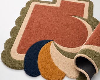 Abstract Heart Hand Tufted Rug, Modern Bedroom Rug, Unique Statement Area Rug, Scandinavian Home Decor, Custom Wool Rug, Contemporary Floor