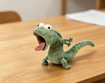 Llavero de peluche de lagarto, dije de bolso de camaleón kawaii con la lengua fuera, llavero de peluche único hecho a mano, regalo para amigos y niños.