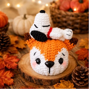 Crochet Snoopy Pumpkin Pattern PDF, Halloween Amigurumi Dog Toy Tutorial