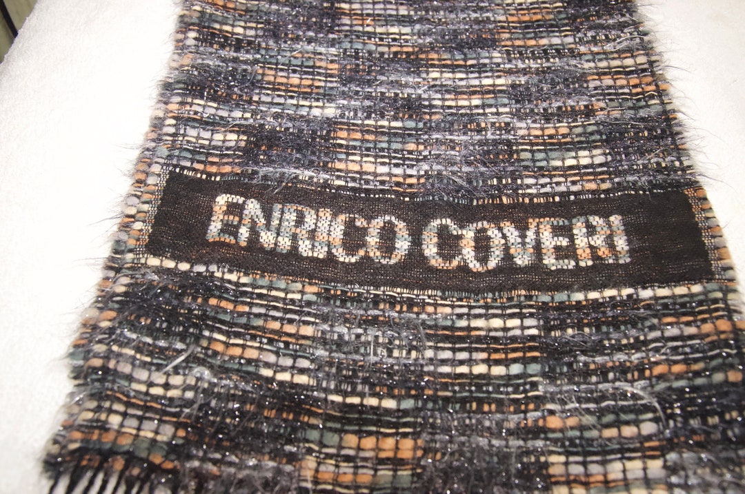 Foulard Carré Vintage Enrico Coveri En Soie – Multicolore, Motifs Géométriques, Fait Main Italie
