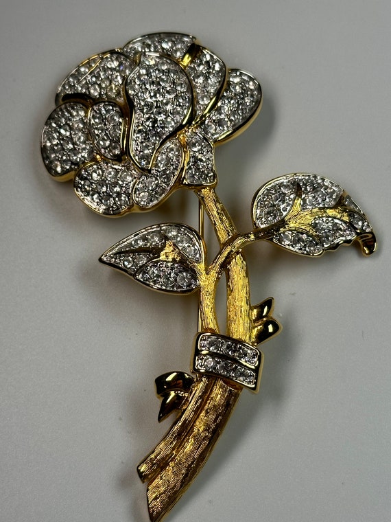 Nolan Miller Large Crystal Flower Brooch