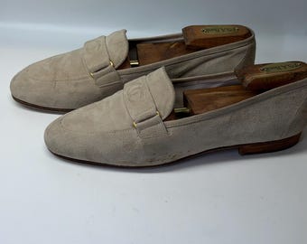 Womans Beige Suede Loafers