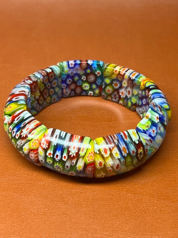 Millefiori Glass Stretch Bracelet Gem