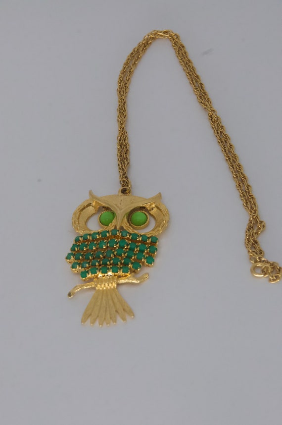 Owl Jeweled Articulate Pendant Necklace