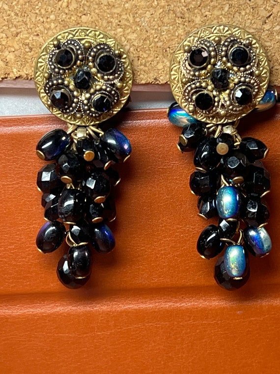 Bess Nathan Beaded Drop Clip Earrings