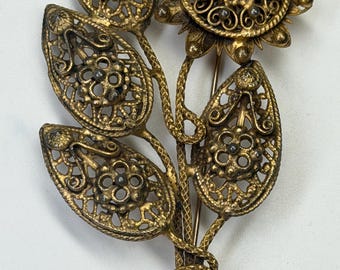 Metal Floral Brooch