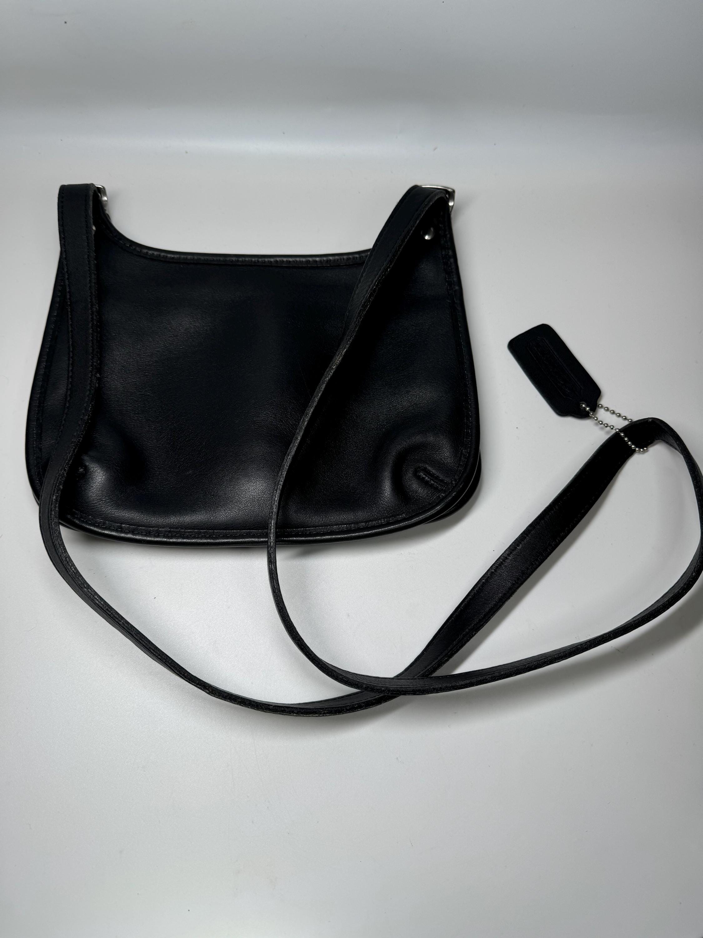 バッグ Coach Flap Leather Black Mini Bag Coach Black Leather Small Flap Bag - Etsy