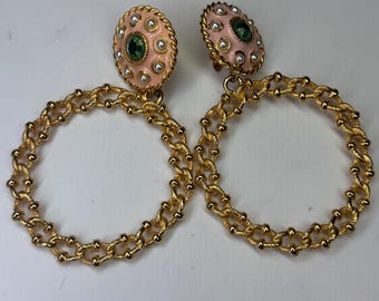 Gerard Yosca Dangle Drop Hoop Earrings