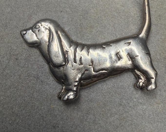 Basset Hound Sterling Silver Pin