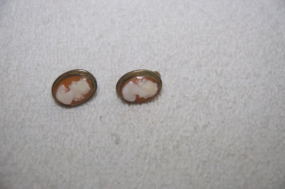Vintage Cameo Shell Screwback Earrings - image 9