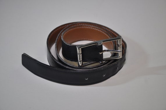 Authentic Hermes Belt Black Leather GP Buckle Horse Tree 