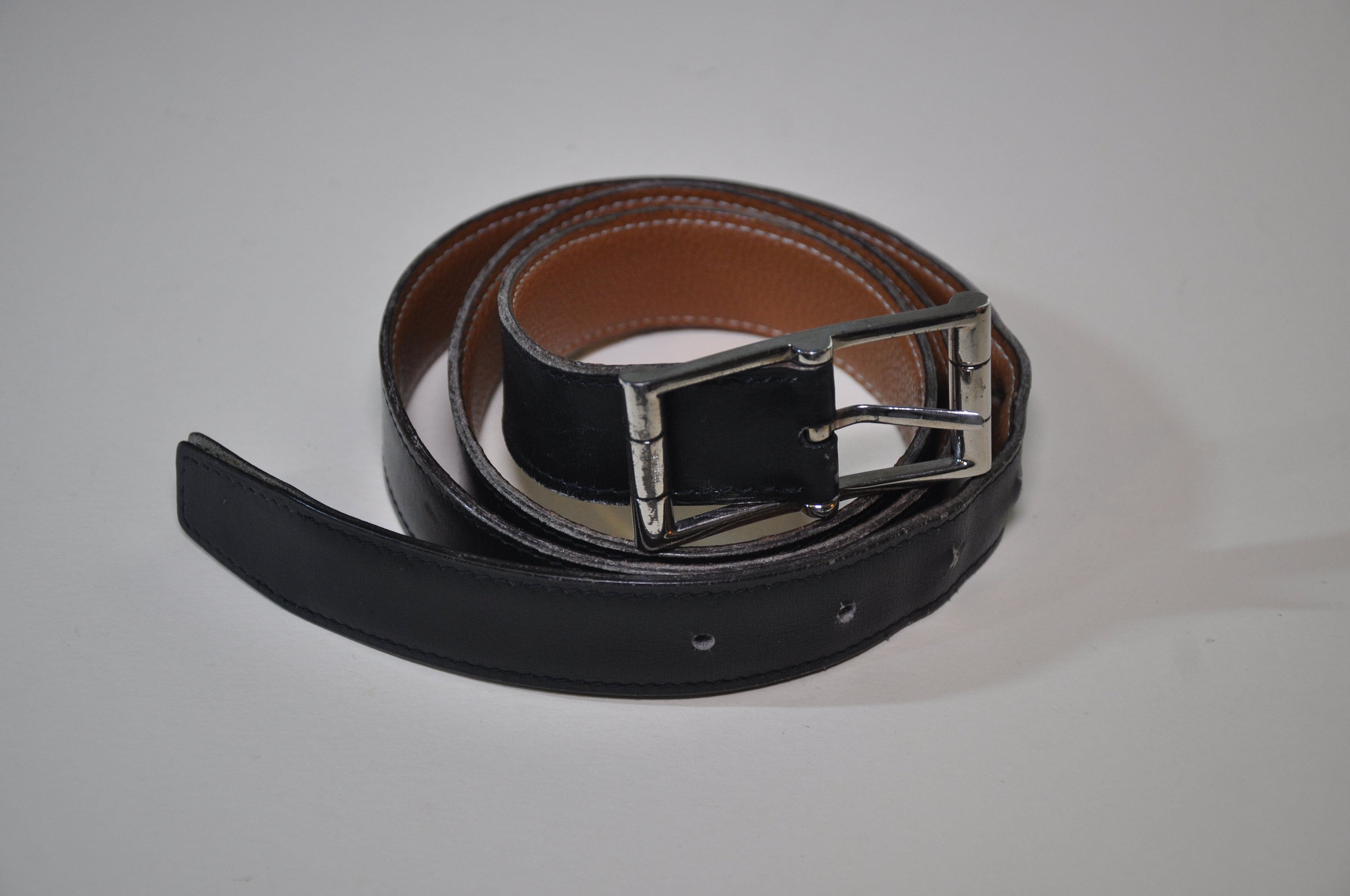 Hermès VINTAGE BELT HERMES MEDOR DOG COLLAR 72 BLACK LEATHER BELT  ref.330617 - Joli Closet