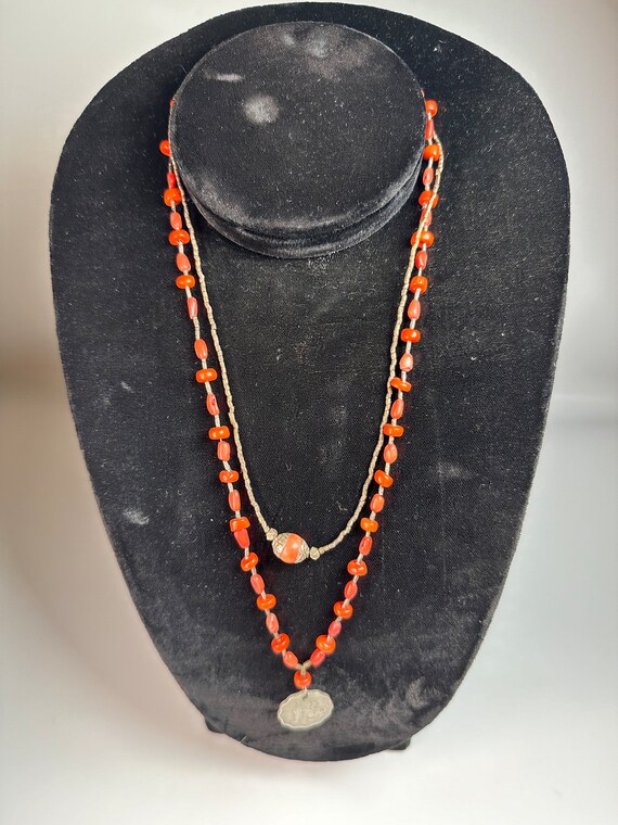 Coral and Silver Bead Necklace