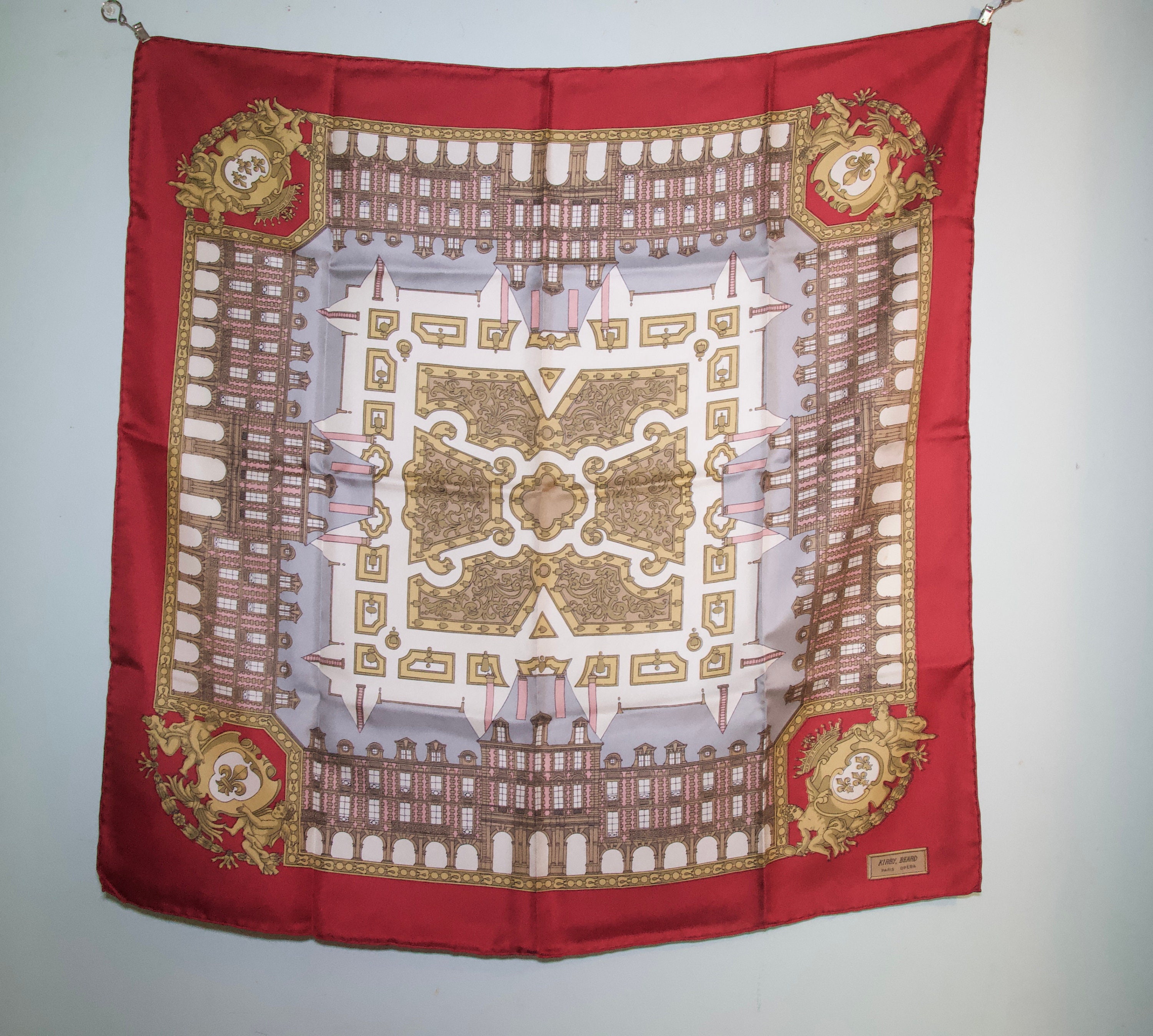 Carré De Soie Kirby Beard Paris - Motif Conquistador, Ivoire, Ourlet Main