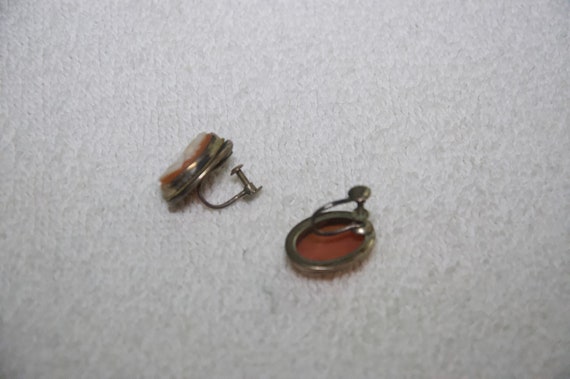 Vintage Cameo Shell Screwback Earrings - image 7