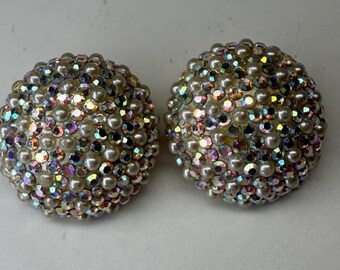 Richard Kerr Crystal and Pearl Clip On Earrings