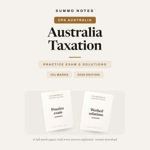 CPA Australia Taxation Practice Exam & Worked Solutions | AT Mock Exam with Answers | Digital PDF 2026