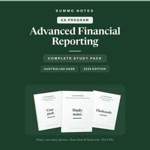 CA ANZ Advanced Financial Reporting Study Notes Kit, afr ca Program Bundle: Case Pack, Cheat Sheet, Planner, Flashcards, AASB 2026