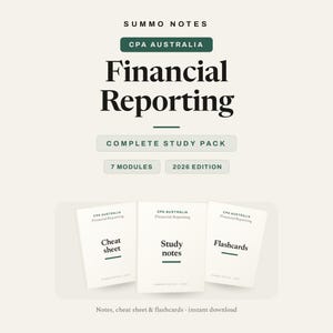 Appunti di studio, riassunti e flashcard per la preparazione all'esame CPA Australia Financial Reporting / Pacchetto di studio FR / Download immediato in PDF 2026
