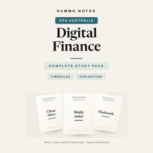 CPA Australia Digital Finance Study Notes, Cheat Sheet & Flashcards | DF Study Pack | Instant Download PDF 2026