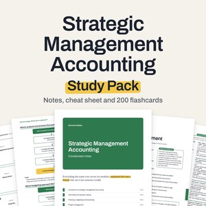 CPA Australia Strategic Management Accounting (SMA) Lernunterlagen, Spickzettel, Inhaltsverzeichnis und 200 Karteikarten