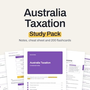 Apuntes de estudio, guía rápida, índice y 200 tarjetas de estudio en formato PDF para el examen de Tributación (AT) de CPA Australia (CPA Australia).