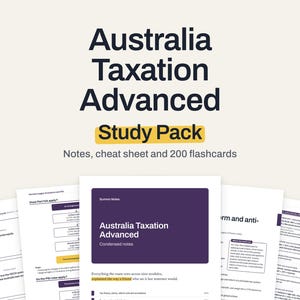 CPA Australia Taxation Advanced (ATA) notities, spiekbriefje, index en 200 flashcards (pdf)