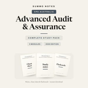 Appunti, riassunti e flashcard per il corso avanzato di Audit e Assicurazione CPA Australia / Pacchetto di studio AAA / Download immediato in PDF 2026