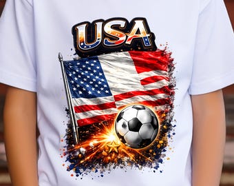 USA Soccer Shirt, American Flag Football Graphic Tee, Patriotic Sports Fan Apparel