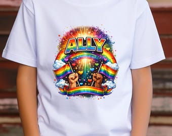 Rainbow Ally Shirt, LGBTQ Support Pride Apparel, Love Is Love Graphic Tee