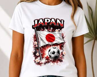 Japan Flag Soccer Shirt, Sakura Cherry Blossom Football Fan Apparel