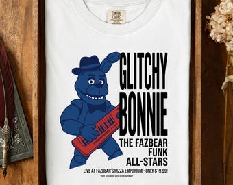 Glitchy Bonnie Parody Shirt - Retro Animatronic Funk All Stars Gaming Fan Tee