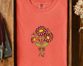 Classic Daisy Bouquet Shirt, Botanical Floral Tee, Cottagecore Wildflower Top, Nature Gift