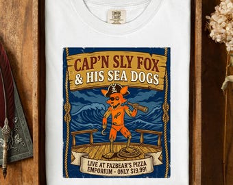 Capn Sly Fox Pirate Parody Shirt - Retro Animatronic Sea Dogs Gaming Fan Tee