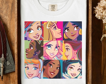 Pop Art Disney Princess Shirt, Magic Kingdom Girls Trip Tee, Retro Family Vacation Top