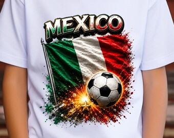 Mexico Soccer PNG, Mexican Flag Football Design, Viva Mexico DTF Graphic