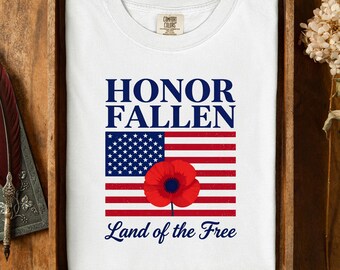 Camiseta del Día de los Caídos en Honor a los Caídos - Camiseta con la bandera estadounidense y la amapola - Regalo patriótico de recuerdo para veteranos