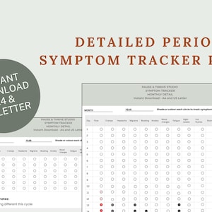 Period Symptom Tracker | Monthly Cycle Hormone Printable Log | Perimenopause and Menopause Symptom Tracker | Instant Download